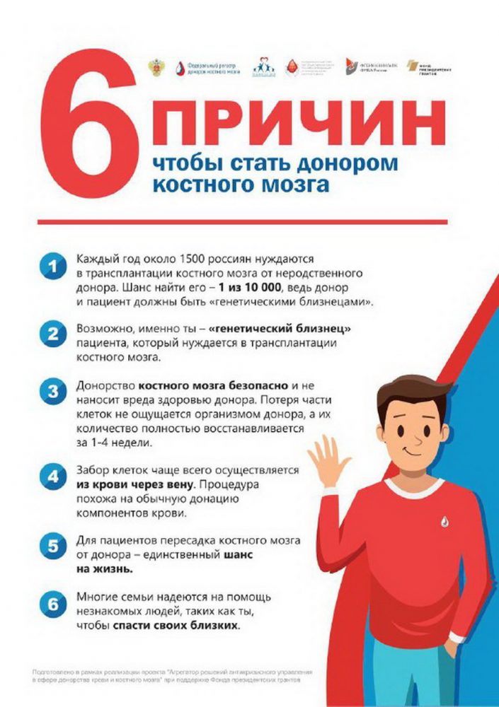 Стать донором костного мозга – это подарить шанс на жизнь!